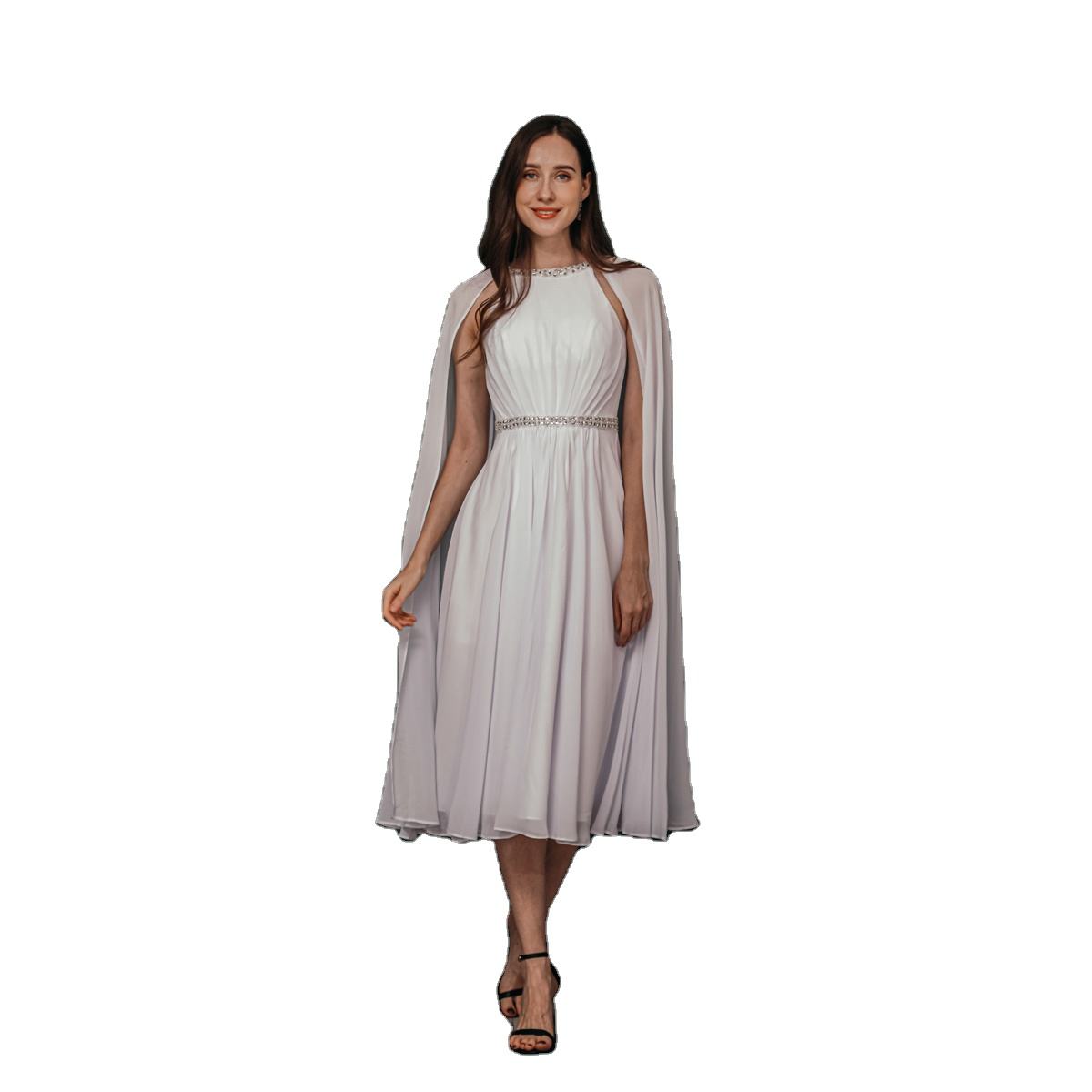 Dress with Long Skirt and White Tie