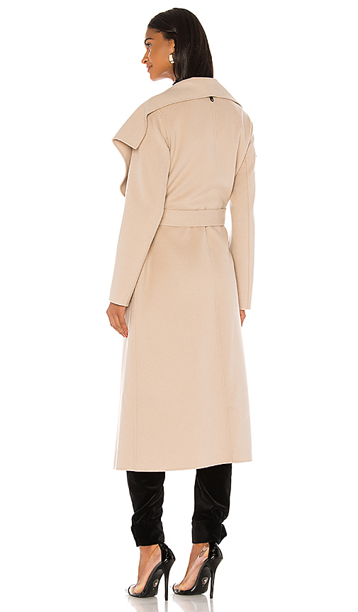 Mocha-colored Tie-over Coat: A Fashionable Staple for Any Occasion