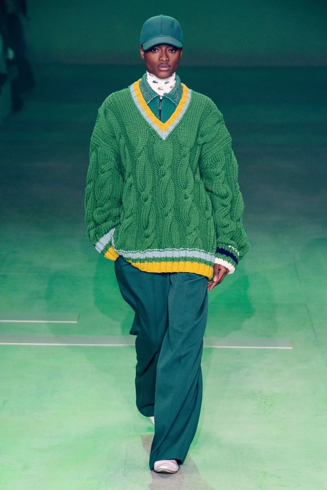 Title: Trendy, Timeless: The Iconic Pingan Bird Green Tie Sweater