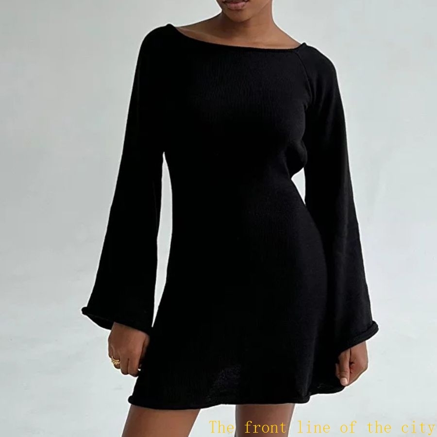 Title: Embracing the Elegance of a Black Long Sleeve Dress with Collar Tie