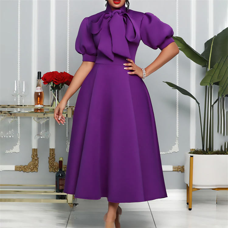 Purple Tie Graduation Dress for Women