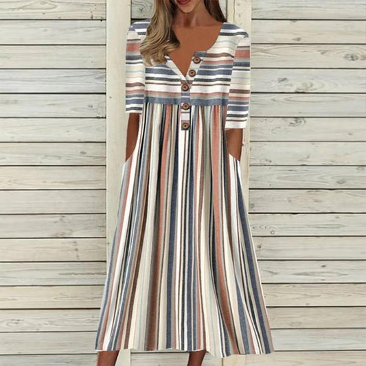 Stripe Tie Patterned Dress for Women