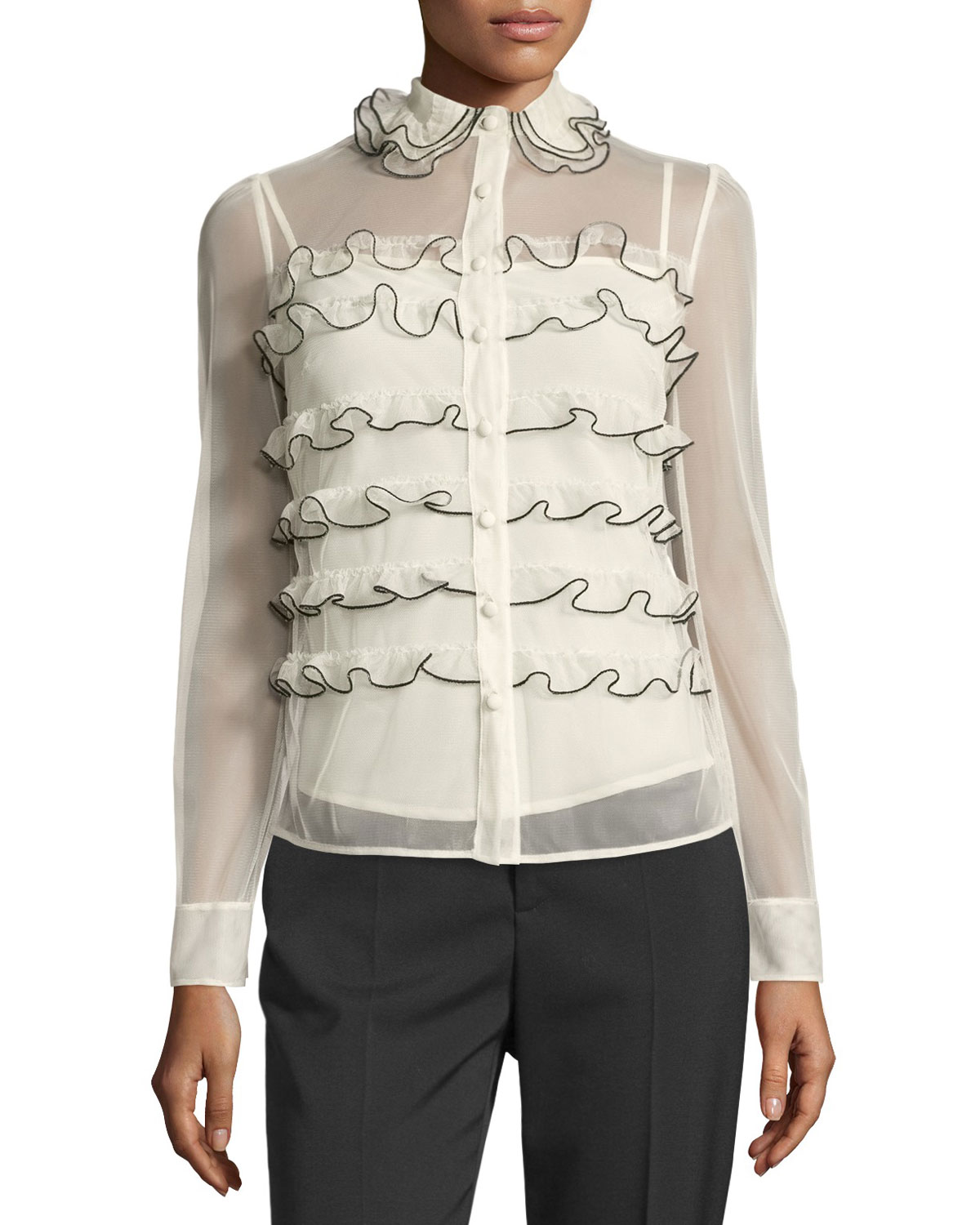 Title: Embrace the Minimalistic Elegance: Images of Cream Blouse with Ribbon Tie Pattern