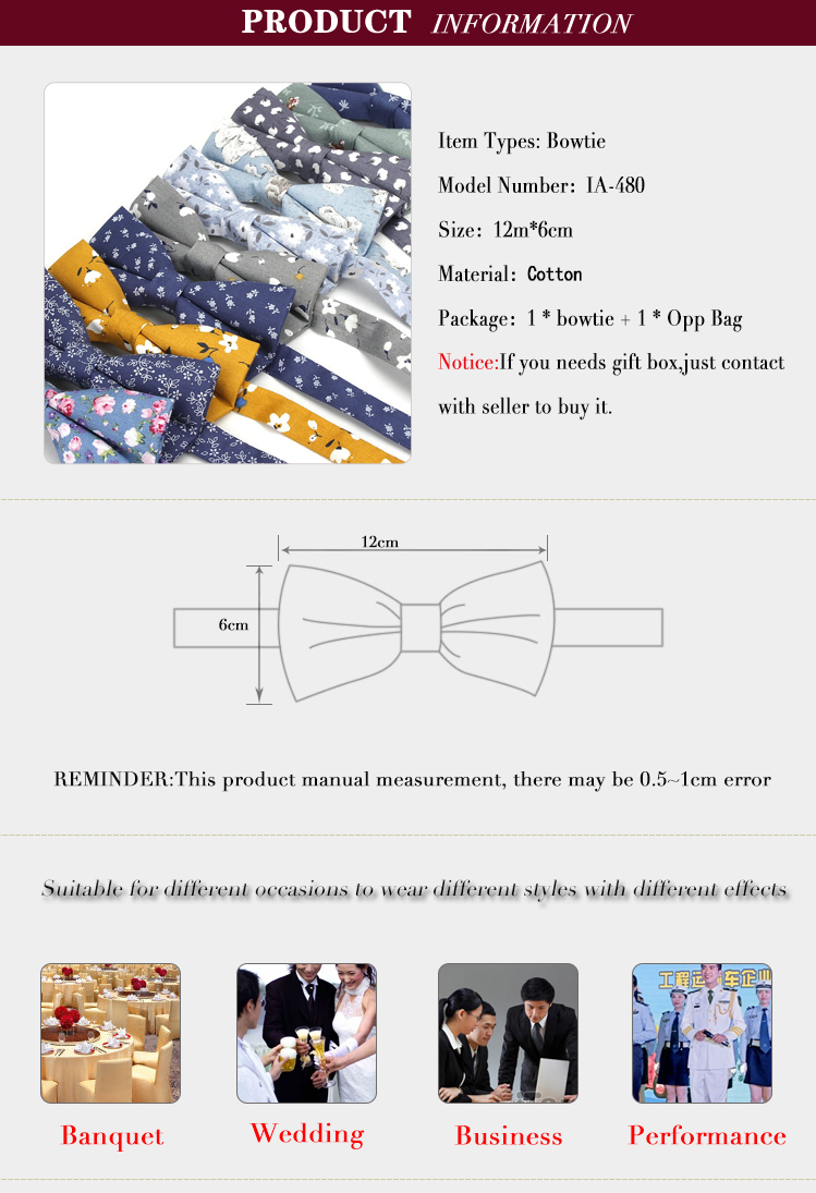 Butterfly Knot Tie Men’s Wedding Brand Chart