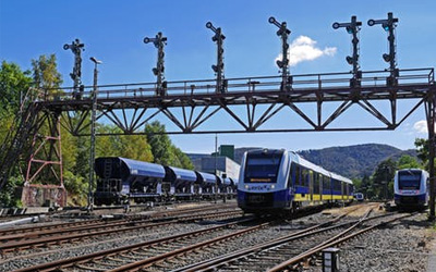 Title: The Majestic Charm of Railway Ties in a Blue Shade