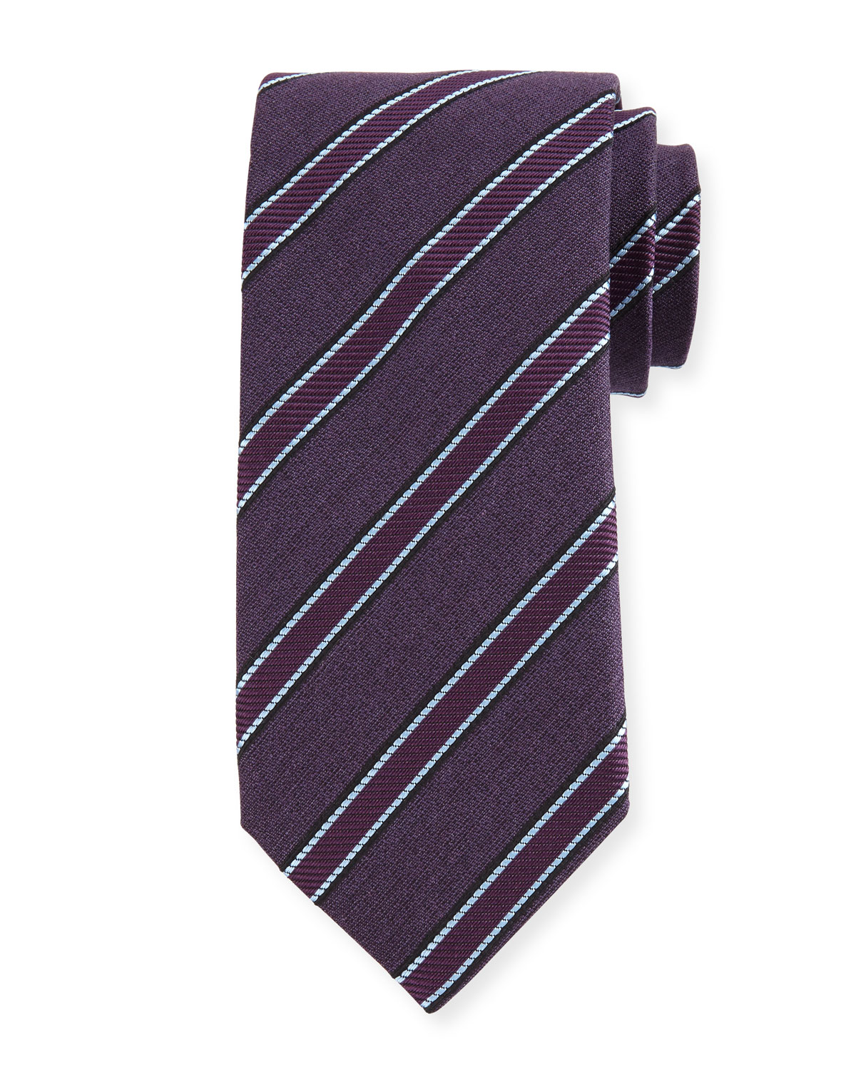 The Elegance of a Purple and Grey Striped Tie