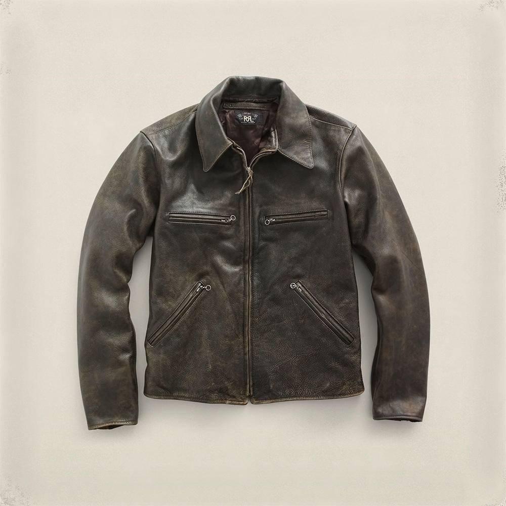 Title: An Exclusive mens premium leather jacket with fur collar and button closure - Unparalleled Style and Comfort for the Modern Man