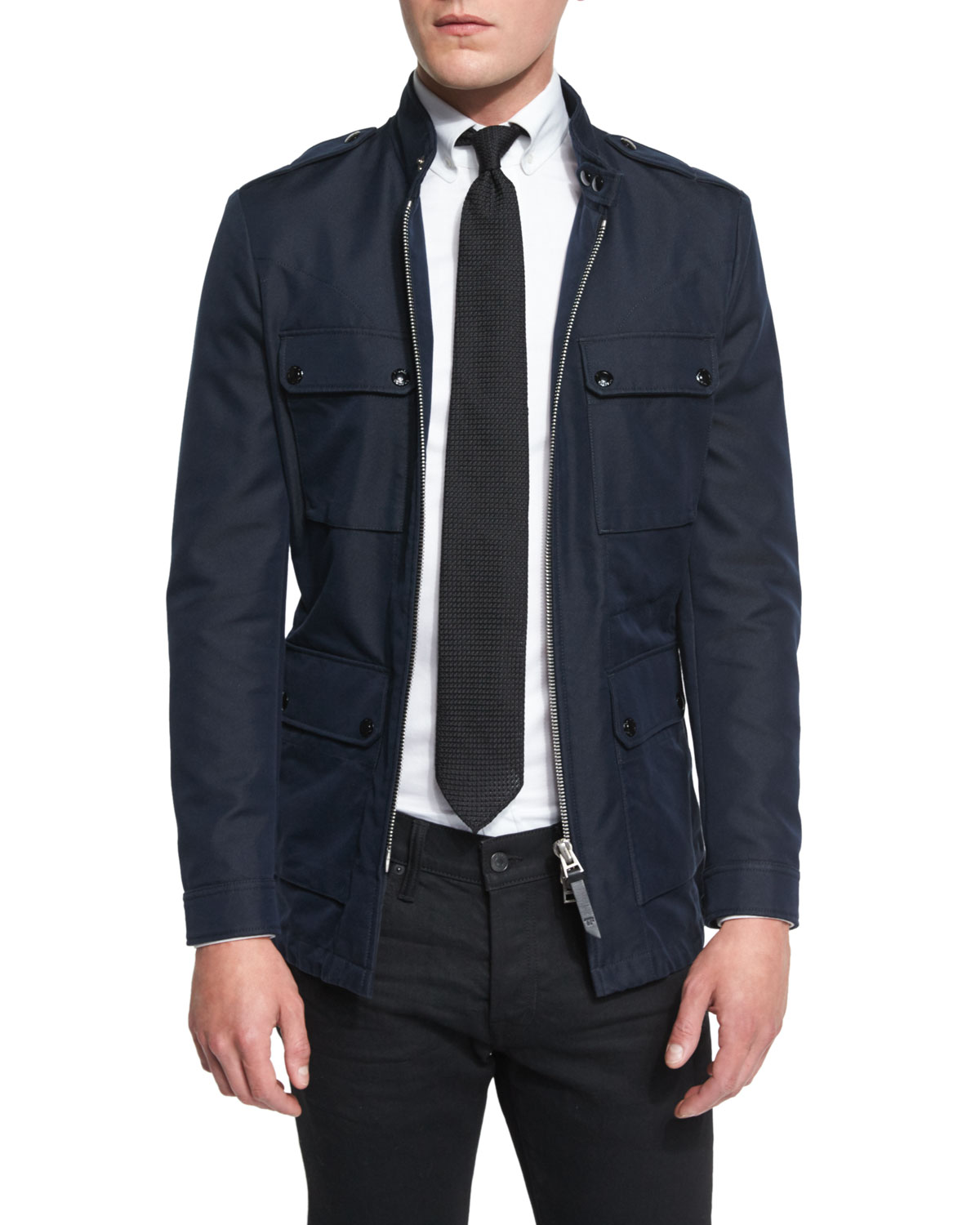 Title: The Mens Zipper Suit with a Tie