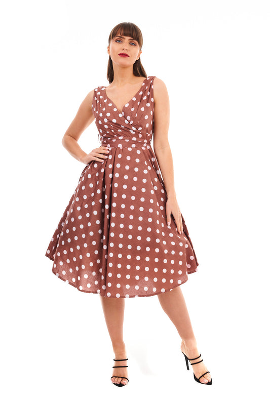 Ladies Retro-style Dress with a Collar and Tie