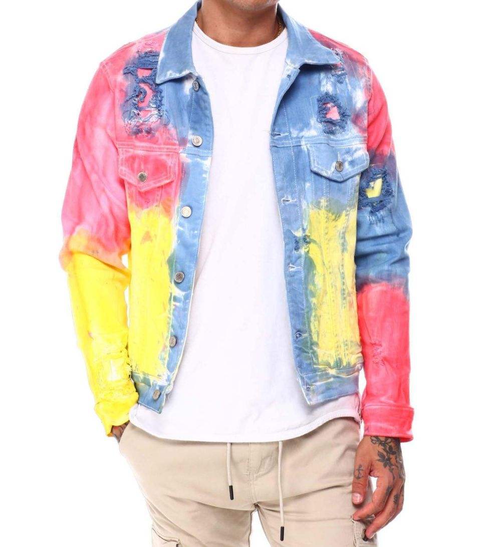 Title: Colorful Tie-Dye Mens Zipper Style Fashion