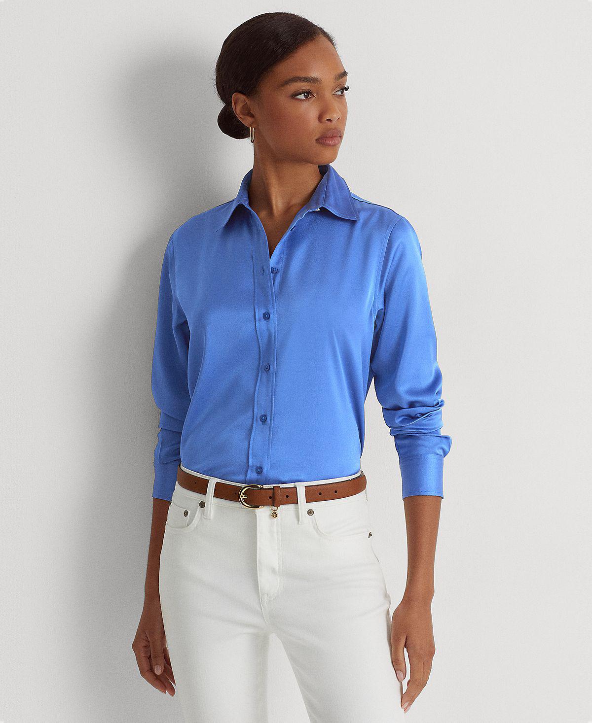 The Elegant Combination of a Lady’s Blue Shirt and Tie Brand