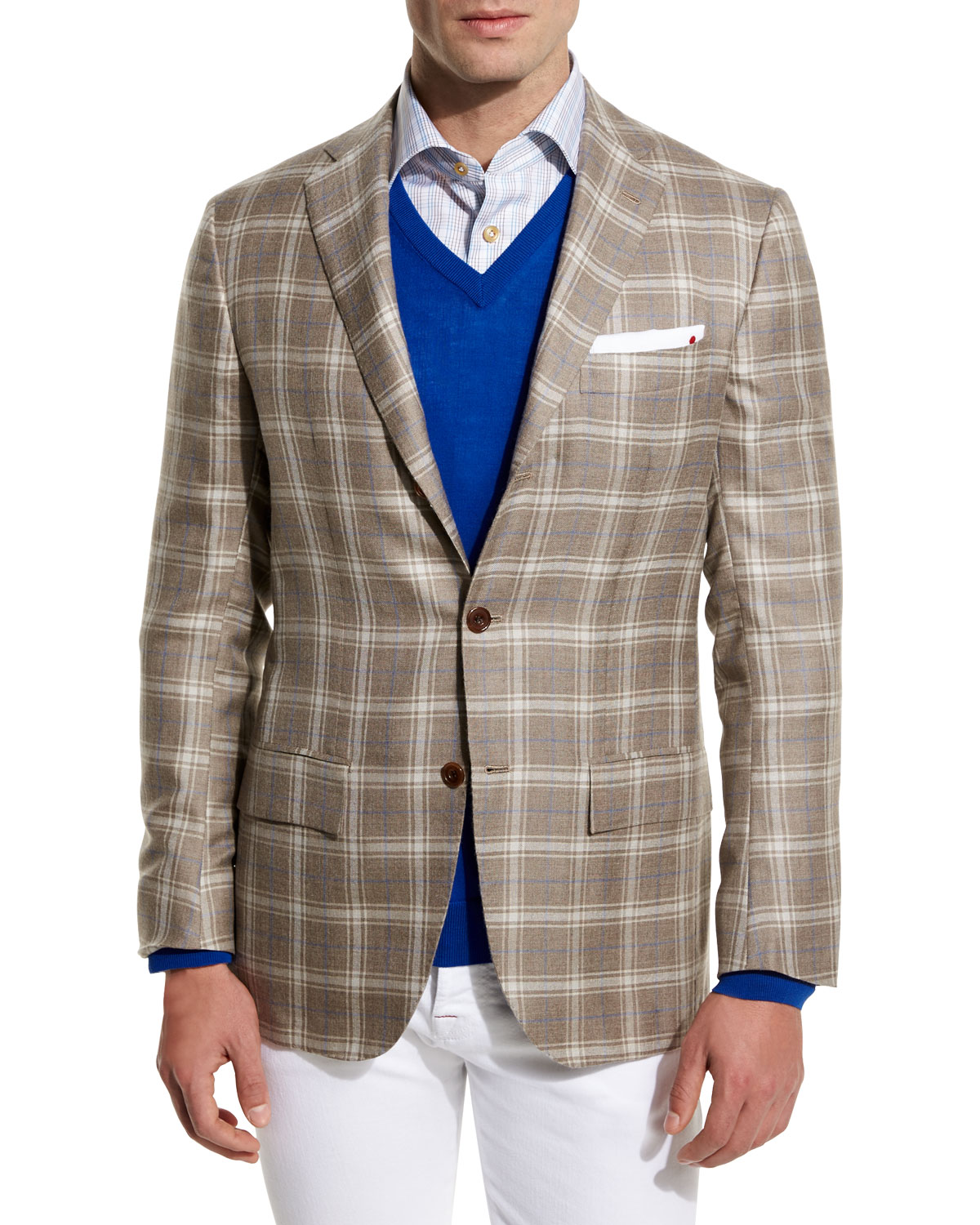 The Art of Combining a Casual and Formal Look with Light White Suit Jacket and Tie